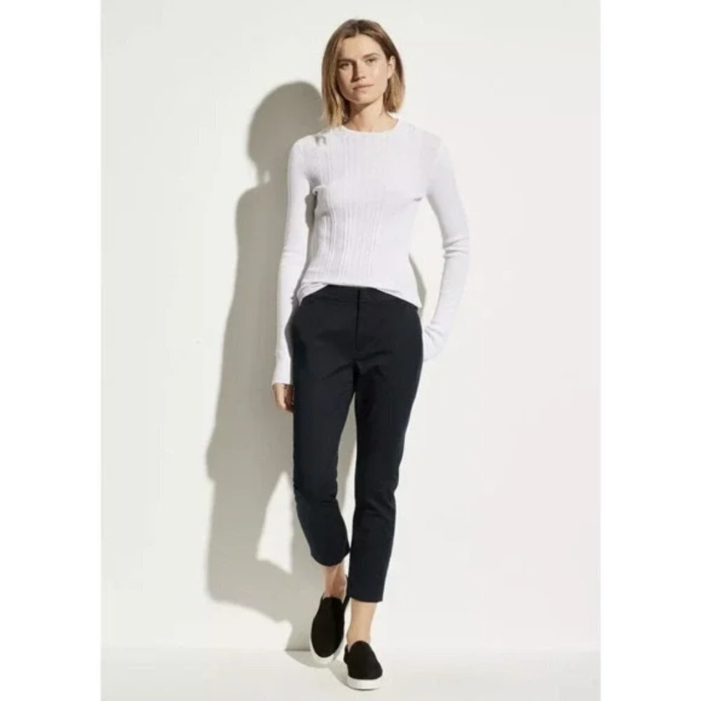 Vince Cotton Chino Crop Ankle Pants in Black